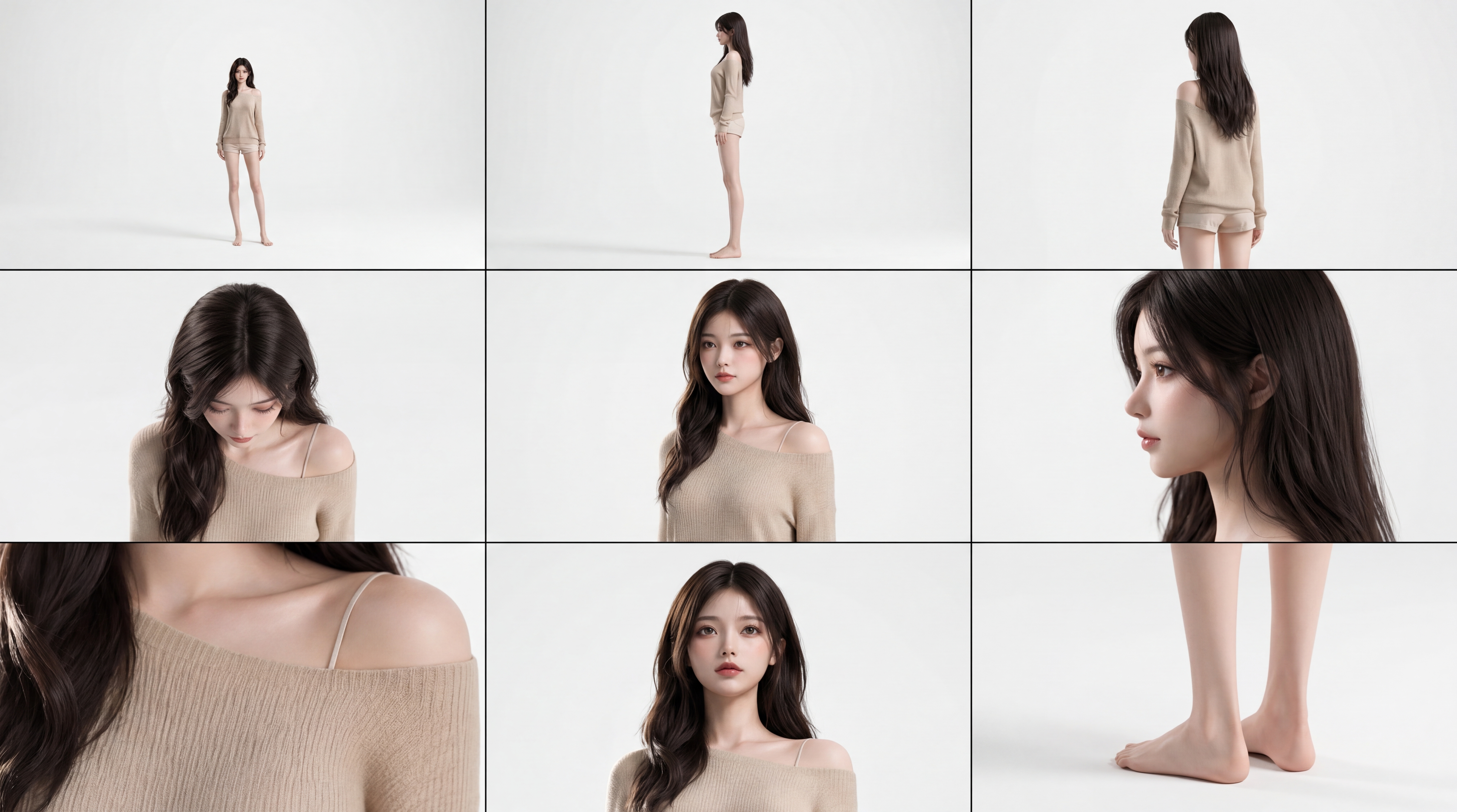 girl1 白棚九格 juese7 — 正側背與織物細節