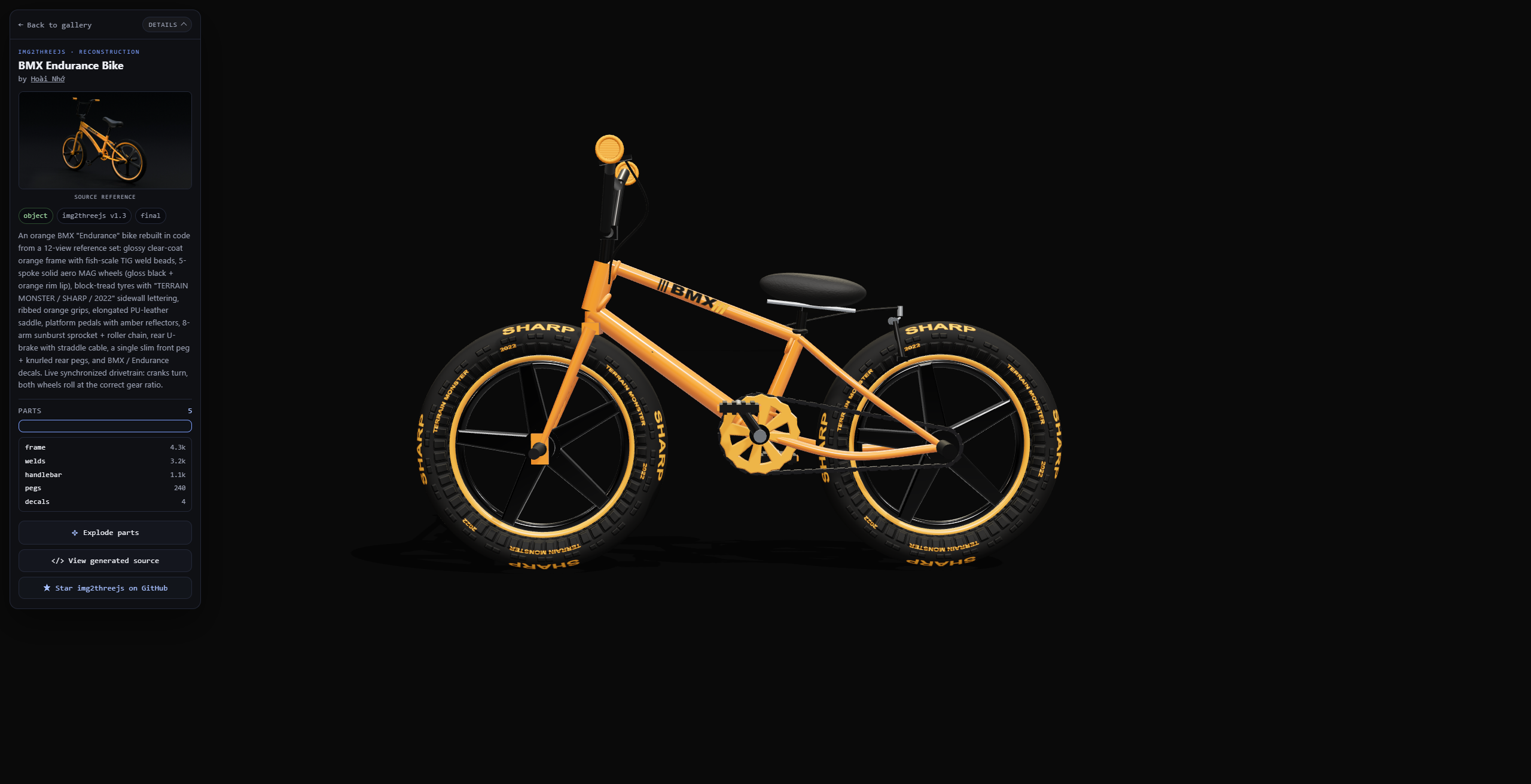 img2threejs BMX showcase