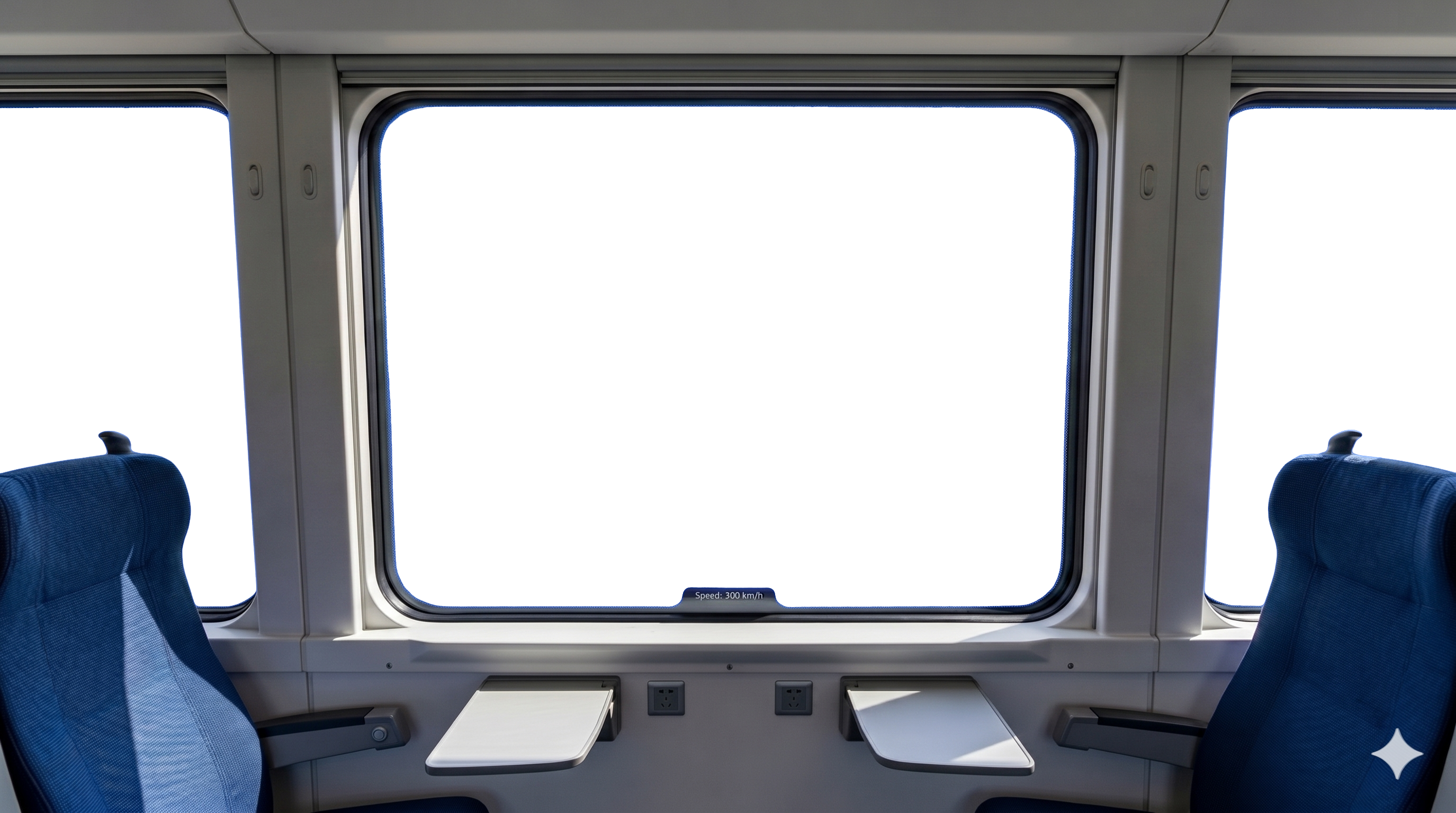 高鐵車廂內景模板 — 玻璃窗黑場佔位 Train-window.png